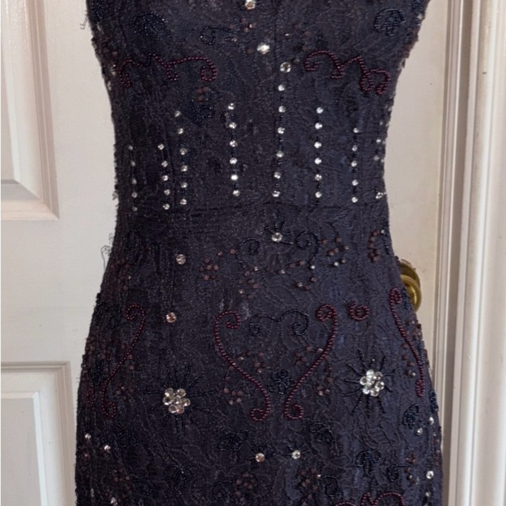 Gina Bacconi Dress Purple Sequins Lace Lined Size 6